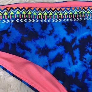 Final price! PINK Blue Marble Cheeky Bikini Bottoms Size Medium NWT